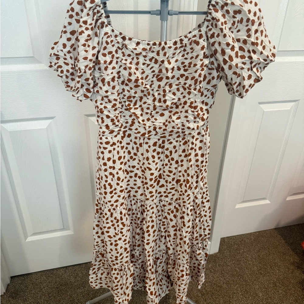 Entro Chic Brown and White Animal Print Dress
